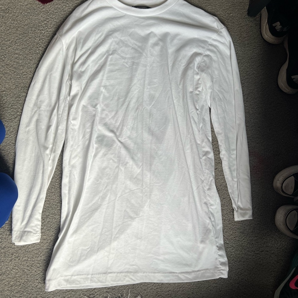 Classic White Long Sleeve TShirt Dress